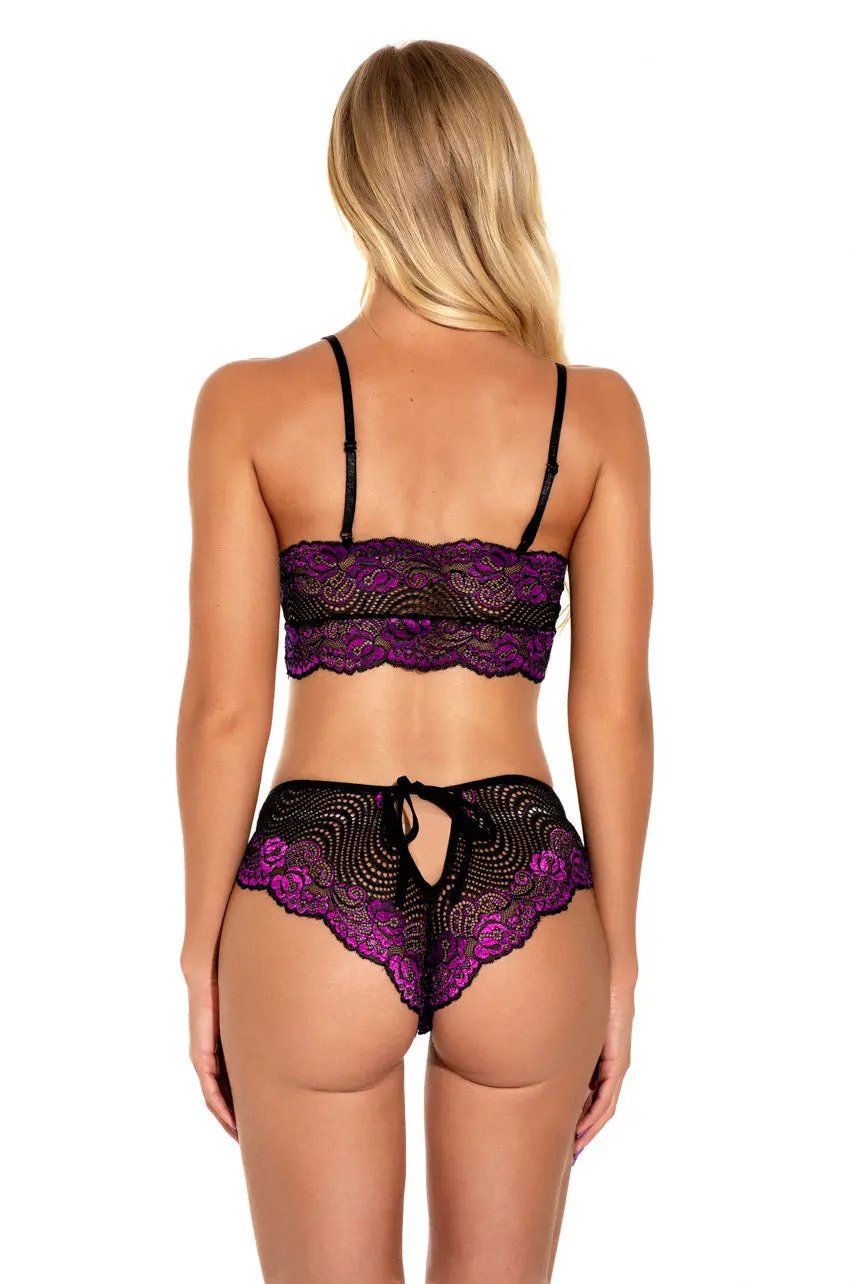 3wishes.com Apparel & Accessories > Clothing > Lingerie - Lacy Contrast Bra Set - Premium Quality 3wishes.com